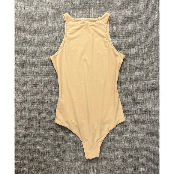 Skims Fits Everybody High Neck Thong Bodysuit Sand Beige Size XS Nude Shapewear - Picture 13 of 14
